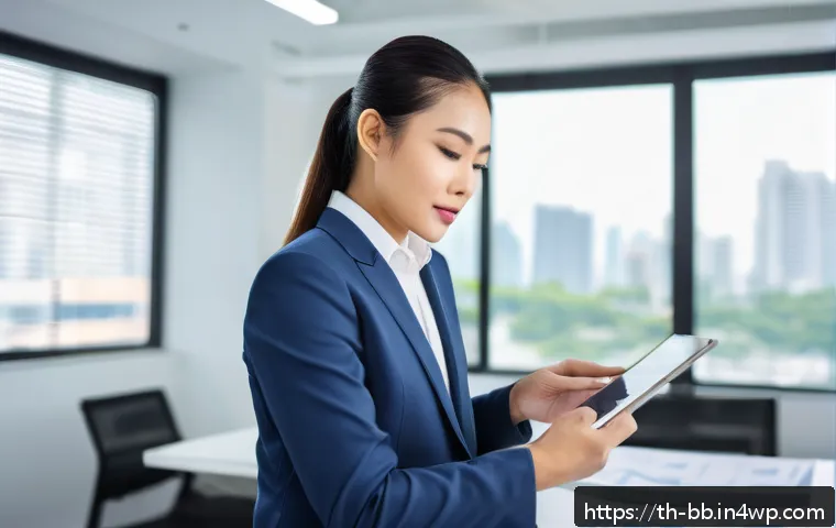 비상 재무계획의 장기적 효과 - A professional Thai business owner in a modern office environment, reviewing a detailed financial em...
